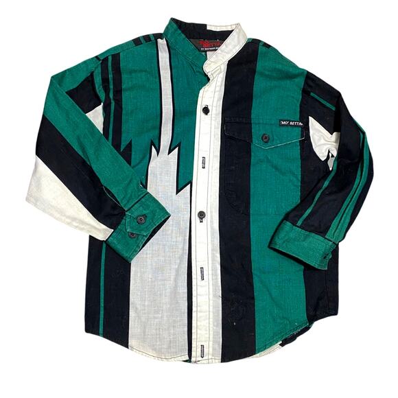 Mo Betta Western Shirt Kids Medium Vintage Green White - Picture 1 of 7